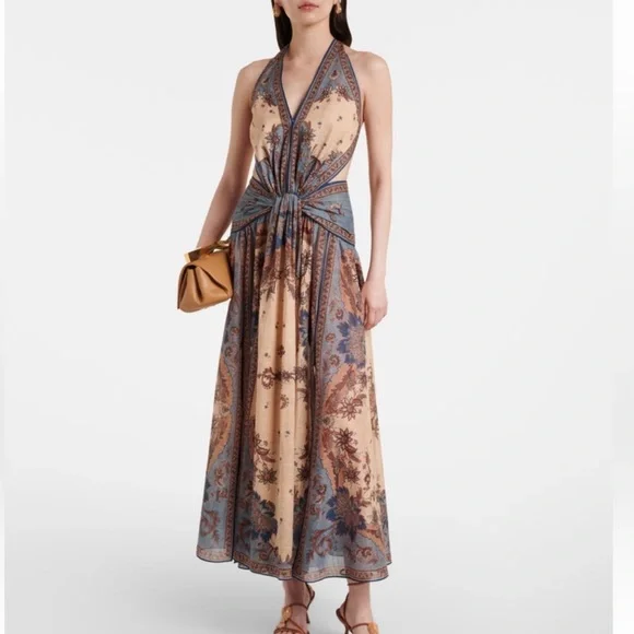 New Zimmermann Ascension Plunge Halter Maxi Dress Size 0 - Picture 3 of 15